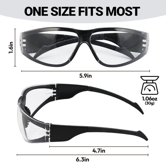12 Pack ANSI Z87.1 Anti Fog Safety Glasses Clear Lens Orange Black Wraparound Eye Protection for Work Crews