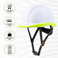 UNINOVA Type I Class E Hard Hat – ANSI Z89.1 Non-Vented ABS Helmet with 6-Point Ratchet Suspension
