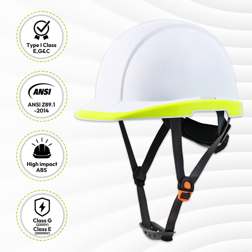 UNINOVA Type I Class E Hard Hat – ANSI Z89.1 Non-Vented ABS Helmet with 6-Point Ratchet Suspension