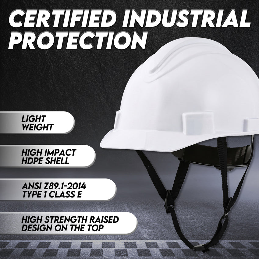 UNINOVA Non-Vented Class E Hard Hat, 4-Point Ratchet, Chin Strap