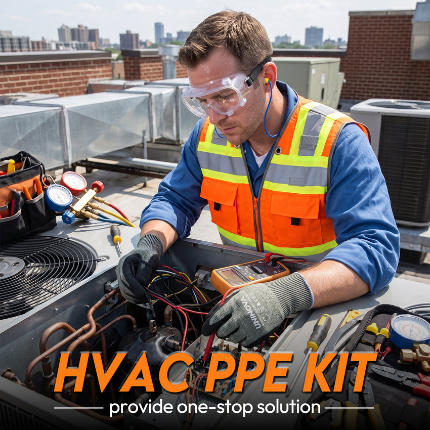 HVAC PPE Kit for Technicians – Safety Vest, Gloves, Goggles & Earplugs