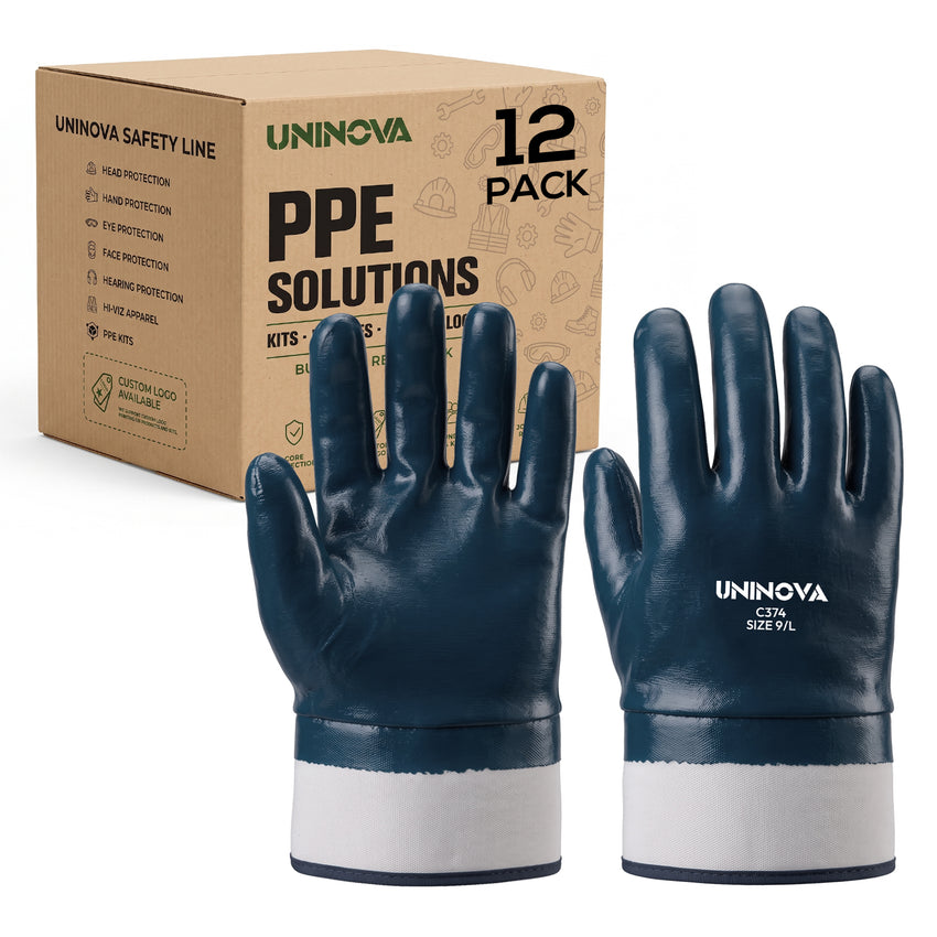 UNINOVA Fully Coated Nitrile Chemical Resistant Gloves – Oil & Fuel Resistant