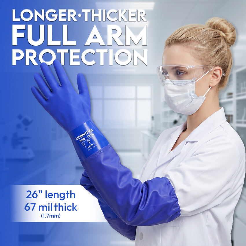 UNINOVA 26-Inch PVC Chemical Resistant Gloves – Sandy Grip, Full Arm