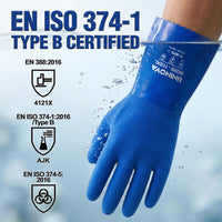 UNINOVA 11-Inch PVC Chemical Resistant Gloves – Sandy Grip, Cotton Lined