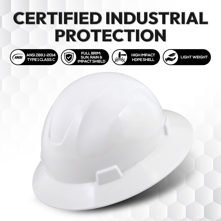 UNINOVA Type I Class E Non-Vented Full Brim Hard Hats – 2 or 10 Pack