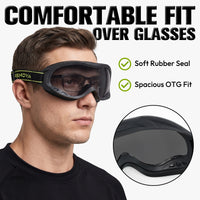 UNINOVA OTG Safety Goggles – ANSI Z87.1, Anti-Fog, Clear/Smoke