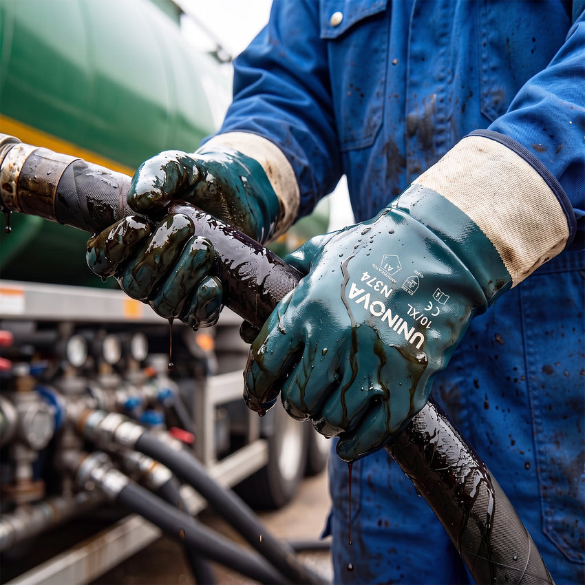 UNINOVA Fully Coated Nitrile Chemical Resistant Gloves – Oil & Fuel Resistant