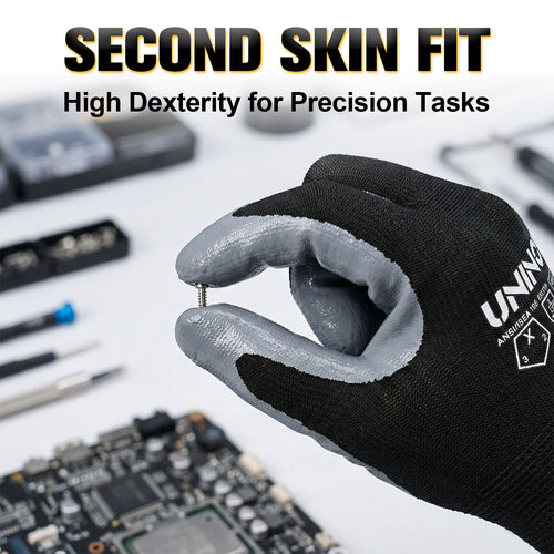 UNINOVA Nitrile Coated General Purpose Work Gloves – 13 Gauge Polyester Knit