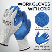 UNINOVA 10-Gauge Crinkle Latex Grip Work Gloves – Multipack
