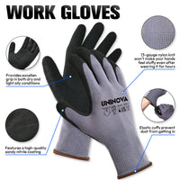 UNINOVA Sandy Nitrile Coated Touchscreen Work Gloves – 13 Gauge Nylon General Purpose Gloves