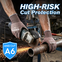 UNINOVA ANSI A6 Cut Resistant Gloves with Sandy Nitrile Grip and Touchscreen Capability