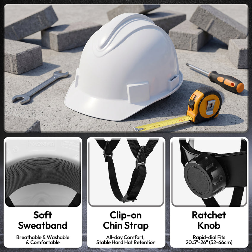 UNINOVA Non-Vented Class E Hard Hat, 4-Point Ratchet, Chin Strap