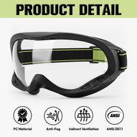 UNINOVA OTG Safety Goggles – ANSI Z87.1, Anti-Fog, Clear/Smoke