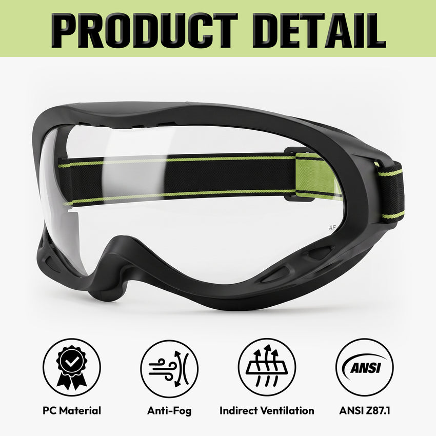 UNINOVA OTG Safety Goggles – ANSI Z87.1, Anti-Fog, Clear/Smoke