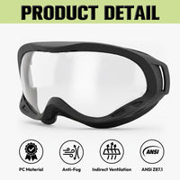 UNINOVA OTG Safety Goggles – ANSI Z87.1, Anti-Fog, Clear/Smoke