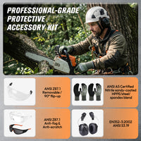 UNINOVA Logging PPE Kit Arborist Safety Gear Set with Vented Hard Hat Earmuffs Clear & Tinted Safety Glasses and A4 Cut Resistant Gloves
