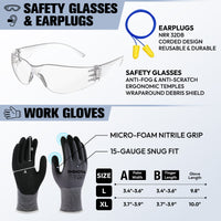New Hire PPE Kit - Hard Hat, Class 2 Safety Vest, Glasses, Gloves & Earplugs