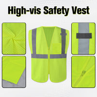 Construction PPE Kit - Hard Hat, High Visibility Vest, Safety Glasses, Gloves & Earplugs