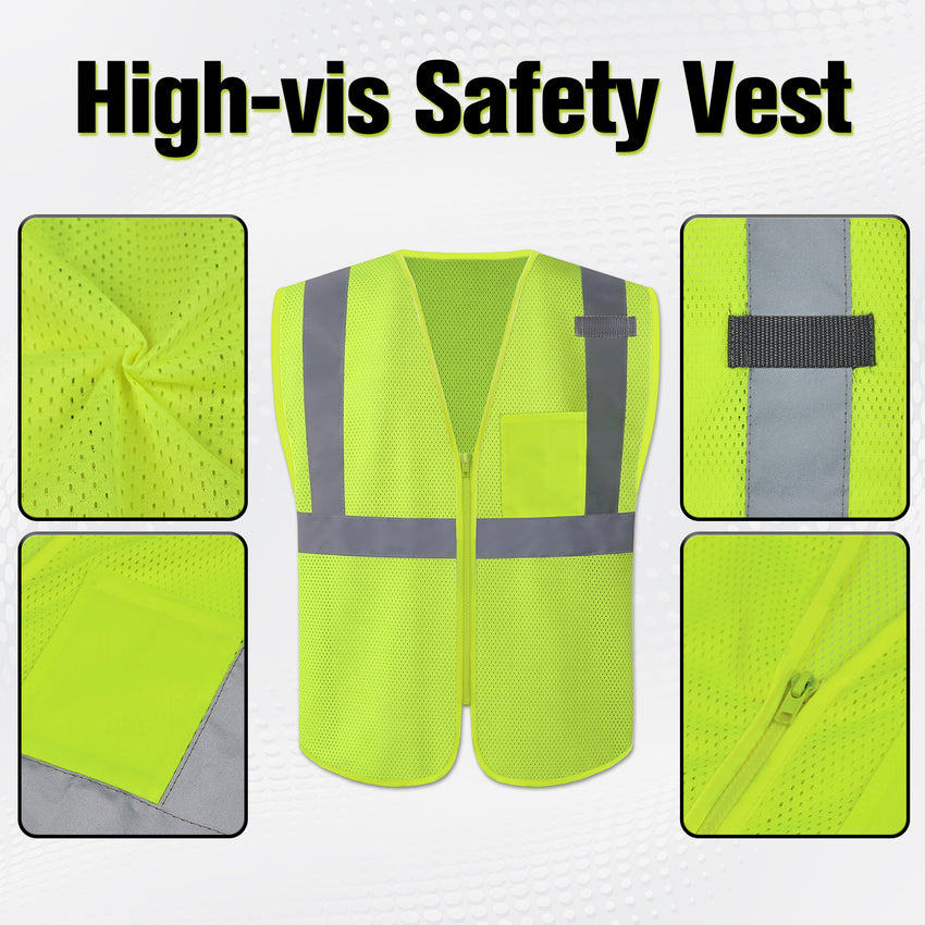 Construction PPE Kit - Hard Hat, High Visibility Vest, Safety Glasses, Gloves & Earplugs