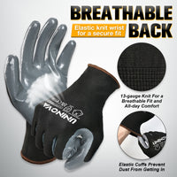 UNINOVA Nitrile Coated General Purpose Work Gloves – 13 Gauge Polyester Knit