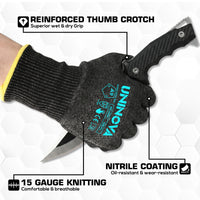 UNINOVA ANSI A9 Cut Resistant Gloves with Sandy Nitrile Grip and Touchscreen Capability