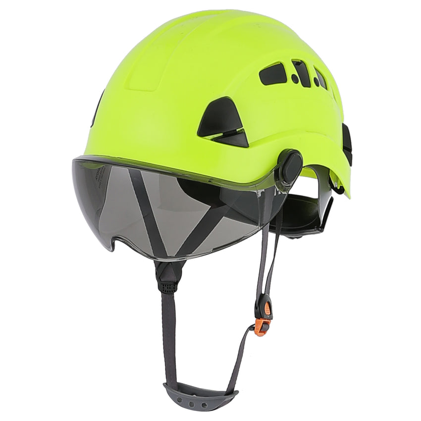 UNINOVA Type I Class C Vented ABS Hard Hat with Clear Visor, 6-Point Ratchet Suspension & Chin Strap