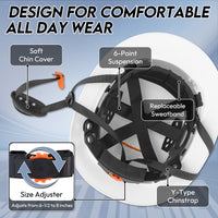 UNINOVA Full Brim Vented Hard Hat, Type I Class C, 6-Point Suspension & Reflective Stickers