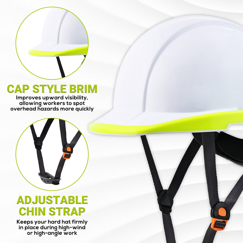 UNINOVA Type I Class E Hard Hat – ANSI Z89.1 Non-Vented ABS Helmet with 6-Point Ratchet Suspension