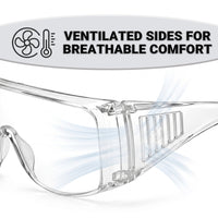 UNINOVA OTG Safety Glasses Over Prescription Glasses – Clear Anti-Fog, 12 Pack