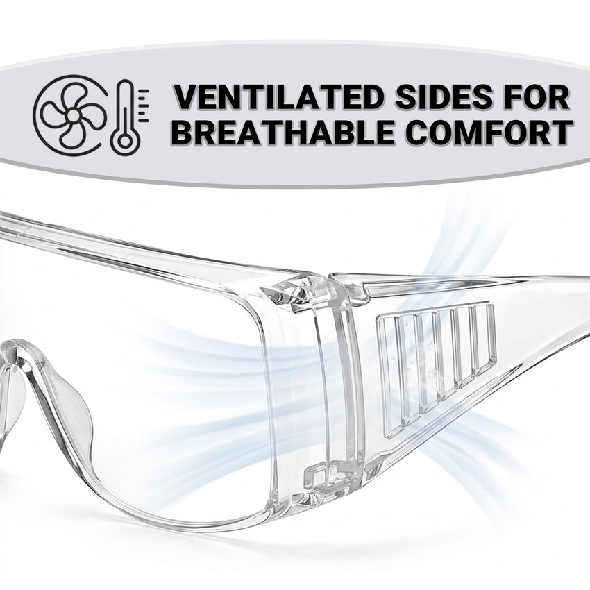 UNINOVA OTG Safety Glasses Over Prescription Glasses – Clear Anti-Fog, 12 Pack