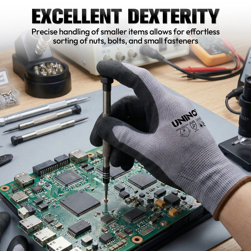 UNINOVA Sandy Nitrile Coated Touchscreen Work Gloves – 13 Gauge Nylon General Purpose Gloves