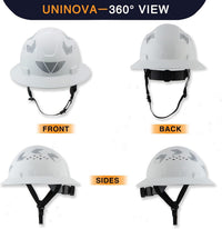 UNINOVA 18-Vent HDPE Full Brim Hard Hat with Reflective Strips, Type I Class C