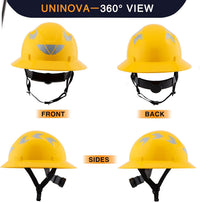 UNINOVA 18-Vent HDPE Full Brim Hard Hat with Reflective Strips, Type I Class C