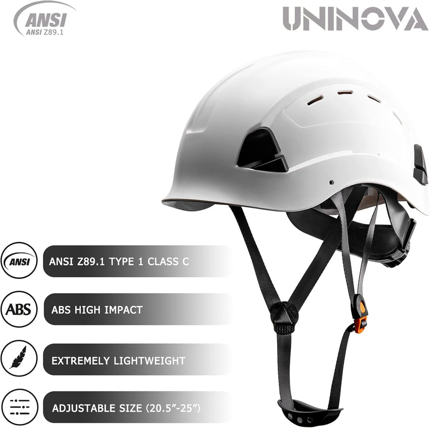 UNINOVA Low-Profile Vented ABS Hard Hat with 6-Point Suspension, Type I Class C