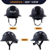 UNINOVA 18-Vent HDPE Full Brim Hard Hat with Reflective Strips, Type I Class C