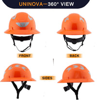 UNINOVA 18-Vent HDPE Full Brim Hard Hat with Reflective Strips, Type I Class C