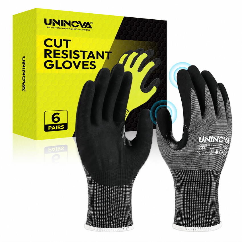 UNINOVA ANSI A4 18-Gauge Nitrile-Coated Gloves, Reinforced Thumb