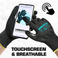 UNINOVA ANSI A9 Cut Resistant Gloves with Sandy Nitrile Grip and Touchscreen Capability