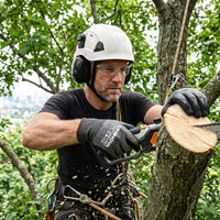 UNINOVA Logging PPE Kit Arborist Safety Gear Set with Vented Hard Hat Earmuffs Clear & Tinted Safety Glasses and A4 Cut Resistant Gloves
