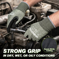 UNINOVA ANSI A5 Cut Resistant Gloves with Sandy Nitrile Grip and Touchscreen Capability