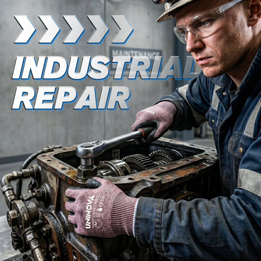UNINOVA ANSI A6 Cut Resistant Gloves with Sandy Nitrile Grip and Touchscreen Capability