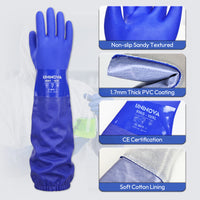 UNINOVA 26-Inch PVC Chemical Resistant Gloves – Sandy Grip, Full Arm