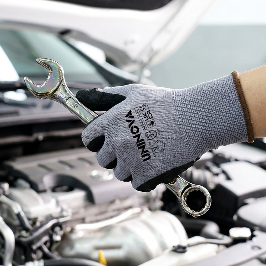 UNINOVA Sandy Nitrile Coated Touchscreen Work Gloves – 13 Gauge Nylon General Purpose Gloves