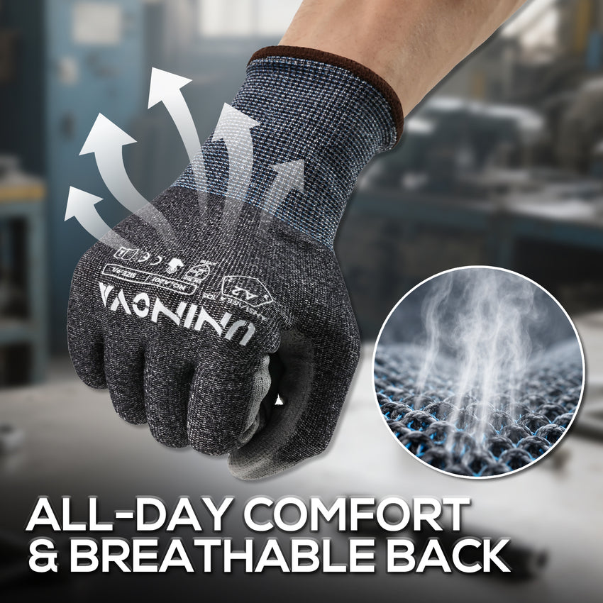 UNINOVA  18-Gauge ANSI A2 Cut-Resistant Touchscreen Work Gloves