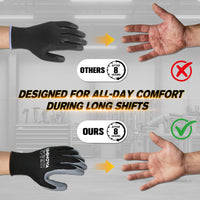 UNINOVA Nitrile Coated General Purpose Work Gloves – 13 Gauge Polyester Knit
