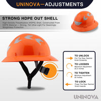 UNINOVA Class E Non-Vented HDPE Full Brim Hard Hat with 4-Point Ratchet Suspension