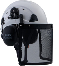 UNINOVA Forestry Helmet Chainsaw Helmet Arborist Helmet with Mesh Visor Face Shield and Earmuffs Ear Protection Safety Hard Hat Logging Tree Garden Work Helmet OSHA Hardhats