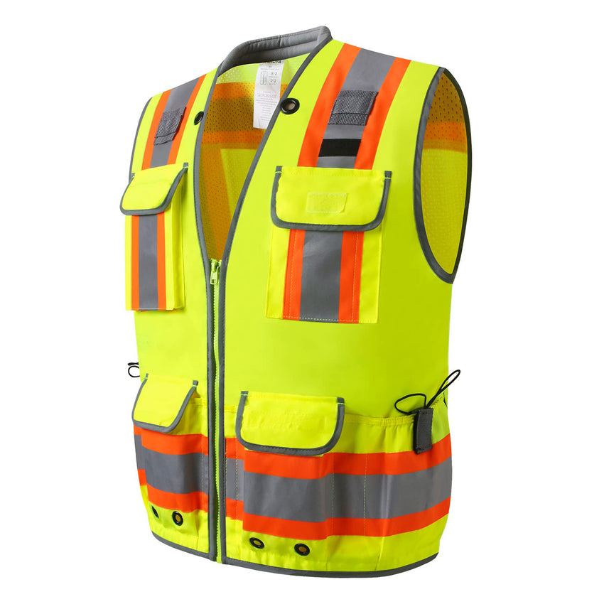 UNINOVA Surveyor Safety Vest Reflective for Men Class 2 Heavy Duty Safety Vests Reflective with Pockets and Zipper