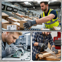 6 Pairs A2 18 Gauge Grey PU Anti Cut Work Gloves Industrial Safety Gloves for Construction Warehouse Manufacturing General Work