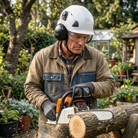UNINOVA Logging PPE Kit Arborist Safety Gear Set with Vented Hard Hat Earmuffs Clear & Tinted Safety Glasses and A4 Cut Resistant Gloves